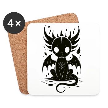 Niedlicher Dunkler Drache Shirt Gothic Cute Dragon - Untersetzer (4er-Set) - Weiß - Vorne