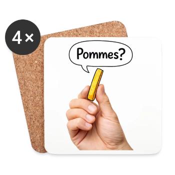 Pommer? Shirt | Funny Meme Fries Tee TikTok Humor - Untersetzer (4er-Set) - Weiß - Vorne