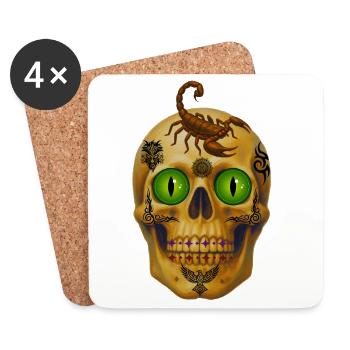 Skull with scorpion t-shirt design. - Coasters (set of 4) - white - Front