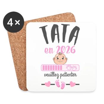 Tata en 2026 Veuillez Patienter  - Dessous de verre (lot de 4) - blanc - Devant