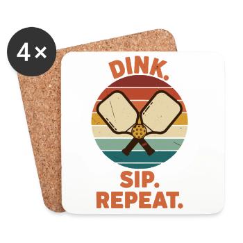 Pickleball Funny Player Dink Sip Repeat Play - Coasters (set of 4) - white - Front