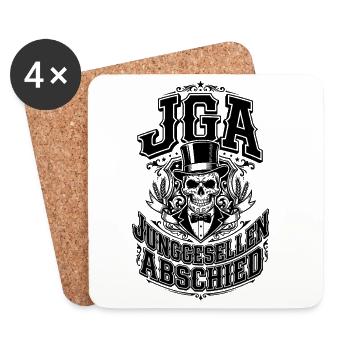 JGA Junggesellenabschied Totenkopf - Untersetzer (4er-Set) - Weiß - Vorne