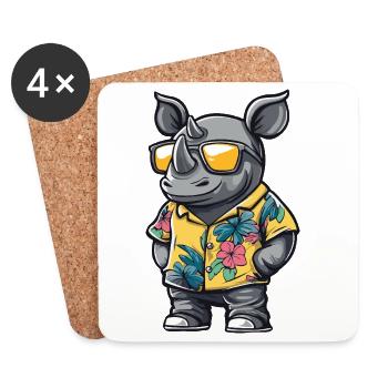 Vacances de bandes dessinées Rhino - Dessous de verre (lot de 4) - blanc - Devant