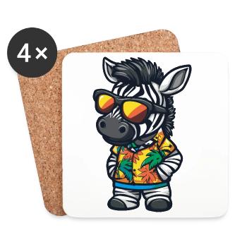 Vacances de bandes dessinées Zebra - Dessous de verre (lot de 4) - blanc - Devant