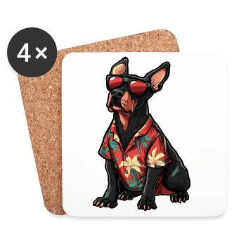 Doberman Dog Comic Vacation - Coasters (set of 4) - white - Front