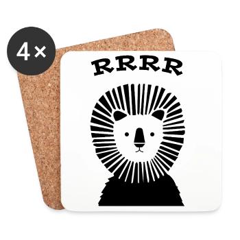 Lion - Dessous de verre (lot de 4) - blanc - Devant
