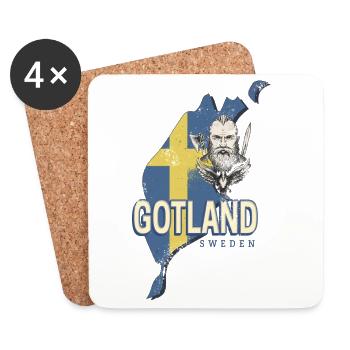 Gotland in Schweden Retro Provinz mit Landkarte - Untersetzer (4er-Set) - Weiß - Vorne