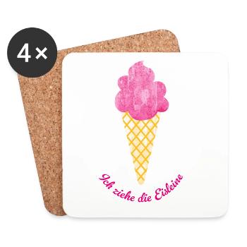 Eis Auszeit coole Quotes Waffel pink Fan Sommer - Untersetzer (4er-Set) - Weiß - Vorne
