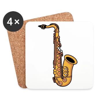 Saxophone - Dessous de verre (lot de 4) - blanc - Devant