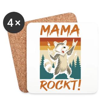 raccoon mom cool rocker mom - Coasters (set of 4) - white - Front