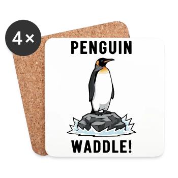 Königspinguin, Antarktis, Waddle, Pinguin Schwarz - Untersetzer (4er-Set) - Weiß - Vorne