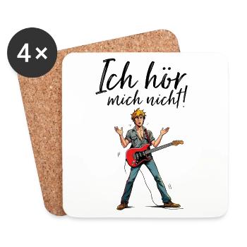 T-Shirt-Design „Ich hör mich nicht!“ - Untersetzer (4er-Set) - Weiß - Vorne