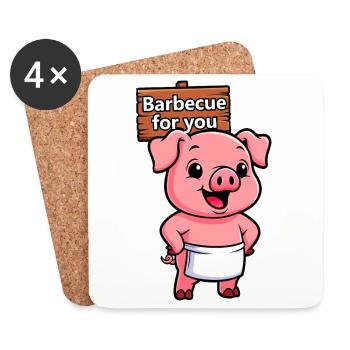 Cricket sign with pig - Coasters (set of 4) - white - Front