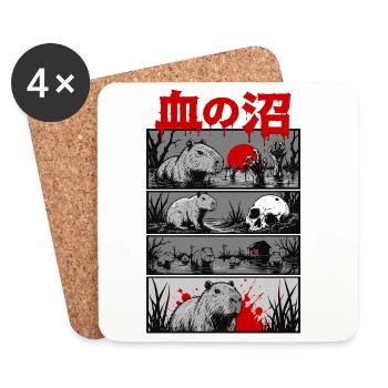 Horror Capybara Japan Style - Coasters (set of 4) - white - Front