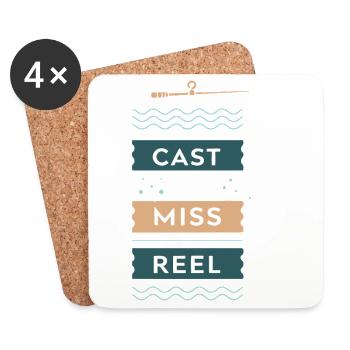 Pêche rétro Cast Miss Reel - Dessous de verre (lot de 4) - blanc - Devant