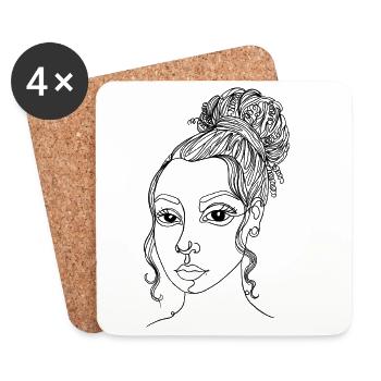 Abstract Woman One Line - Coasters (set of 4) - white - Front