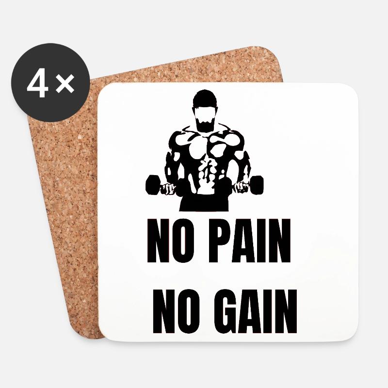 No Pain No Gain  - Untersetzer (4er-Set) - Weiß