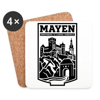 Mayen Wahrzeichen Silhouette - Untersetzer (4er-Set) - Weiß - Vorne