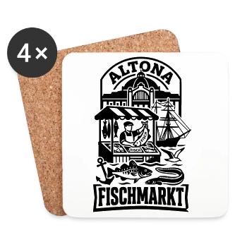 Fischmarkt Hamburg Altona - Untersetzer (4er-Set) - Weiß - Vorne