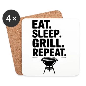 Mange. Dors. Grill. Répétez. - Dessous de verre (lot de 4) - blanc - Devant