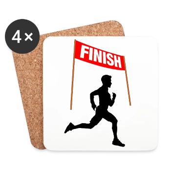 Arrivée du coureur – Victory Run - Dessous de verre (lot de 4) - blanc - Devant