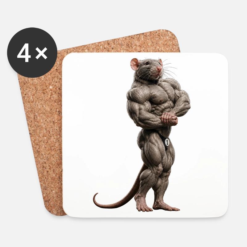 Gym Rat - Untersetzer (4er-Set) - Weiß
