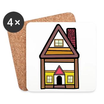 House Dream House Cabin Living Property - Coasters (set of 4) - white - Front
