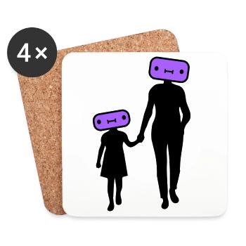 Familie Silhouette Liebe Kinder Eltern Mama Papa - Untersetzer (4er-Set) - Weiß - Vorne
