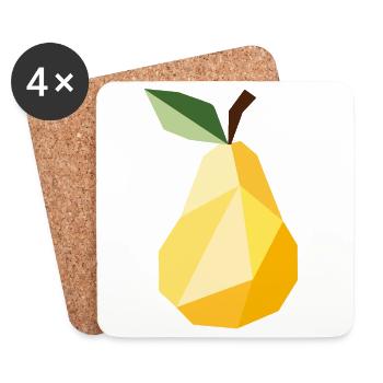 Poire géométrique – motif fruitier moderne - Dessous de verre (lot de 4) - blanc - Devant
