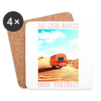 Wüsten Caravan: Leben braucht Freiheit - Untersetzer (4er-Set) - Weiß - Vorne