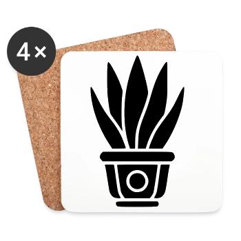 Aloe Vera Houseplant Flower Shop Logo Florist - Coasters (set of 4) - white - Front