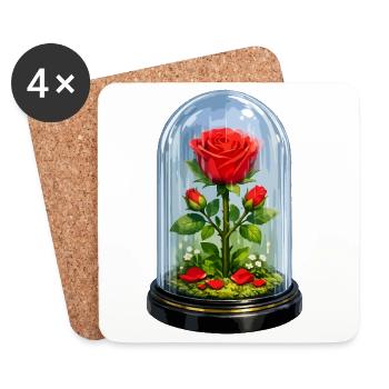 Eternal rose in glass bell jar - Coasters (set of 4) - white - Front