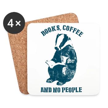 Books Coffee And No People Dachs - Coasters (set of 4) - white - Front
