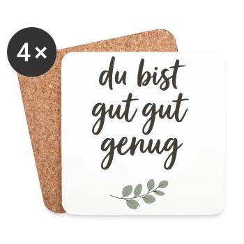 Du bist gut gut genug Lettering - Untersetzer (4er-Set) - Weiß - Vorne