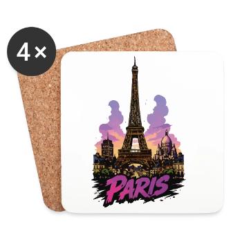 Paris Graffiti Skyline Neon - Dessous de verre (lot de 4) - blanc - Devant