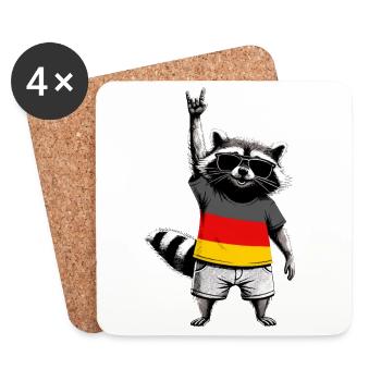 Funny German Raccoon Flag Pride - Untersetzer (4er-Set) - Weiß - Vorne