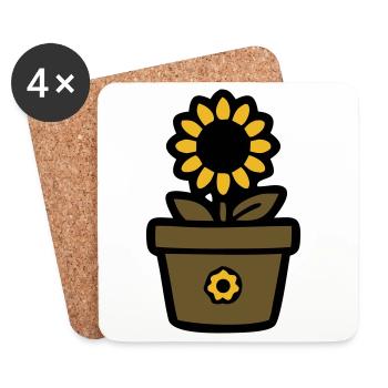 Sonnenblume Topf Pflanzenmutti Garten Florist - Untersetzer (4er-Set) - Weiß - Vorne