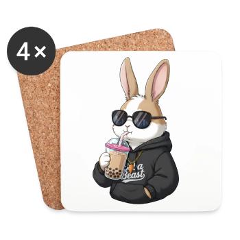 Cool Rabbit - Coasters (set of 4) - white - Front