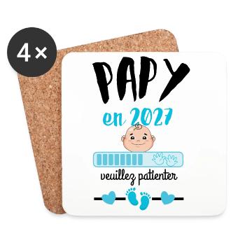 Papy en 2027 Veuillez Patienter - Dessous de verre (lot de 4) - blanc - Devant