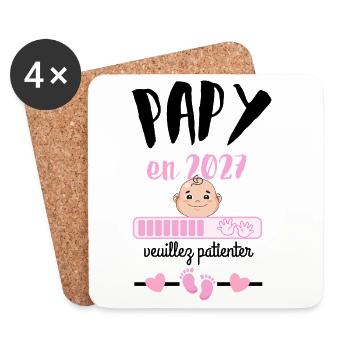Papy en 2027 Fille Veuillez Patienter - Dessous de verre (lot de 4) - blanc - Devant