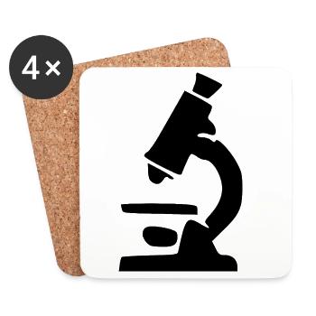 Mikroskop schwarz Wissenschaft Symbol Geschenk - Untersetzer (4er-Set) - Weiß - Vorne