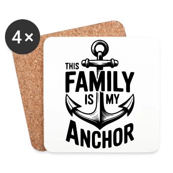 Cette famille est mon ancre - Dessous de verre (lot de 4) - blanc - Devant