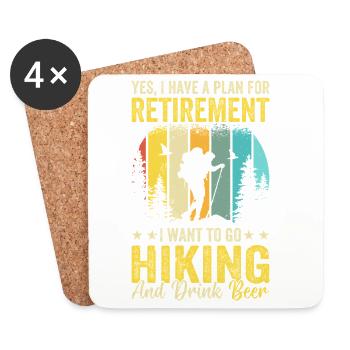 Hiking Retirement Plan Hiking and drink beer - Ret - Coasters (set of 4) - white - Front
