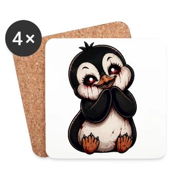 Dessin animé Penguin mignon Halloween Horreur - Dessous de verre (lot de 4) - blanc - Devant