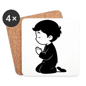Petit garçon priant - Dessous de verre (lot de 4) - blanc - Devant