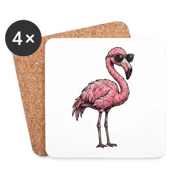 Cooler Flamingo - Untersetzer (4er-Set) - Weiß - Vorne