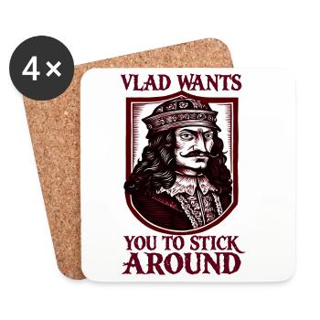 Vlad Wants You to Stick Around - Coasters (set of 4) - white - Front