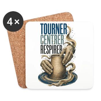 Tourner Centrer Respirer - Dessous de verre (lot de 4) - blanc - Devant