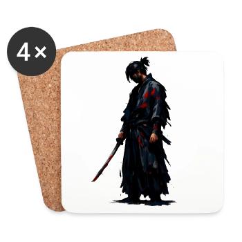 Dunkler Samurai Blutklinge - Untersetzer (4er-Set) - Weiß - Vorne