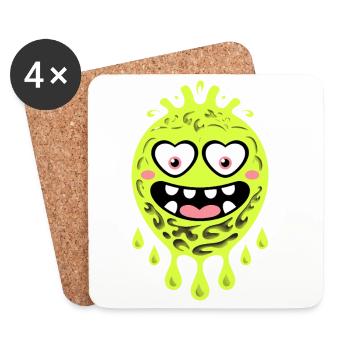 Lustiges Gruselmonster Mit Herzaugen - Untersetzer (4er-Set) - Weiß - Vorne